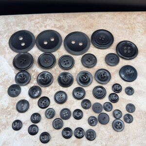 Vintage Black Button Lot Variety Sewing Crafts